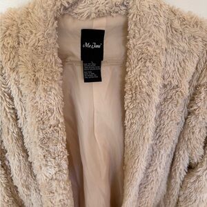 Me Jane Beige Plush Faux-Fur Teddy Coat